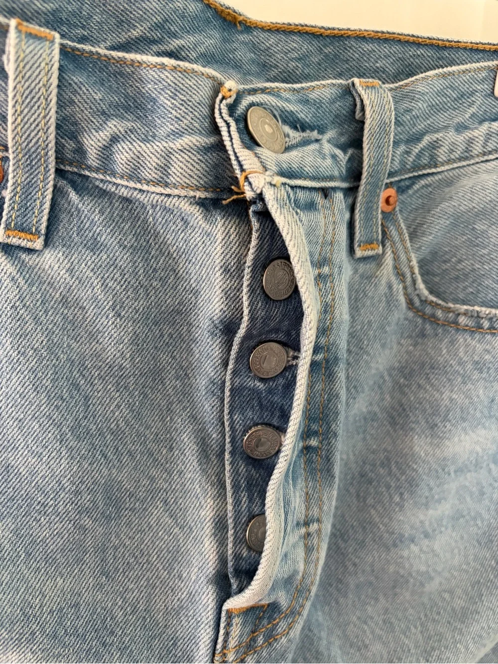 501 High Waisted Levi's Denim Mini Skirt with Frayed Hem